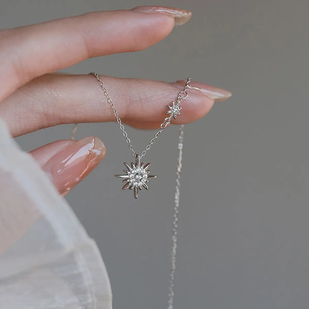 Birthstone necklaces for women -Simple Style Korean Style Star Sterling Silver Zircon Pendant Necklace In Bulk