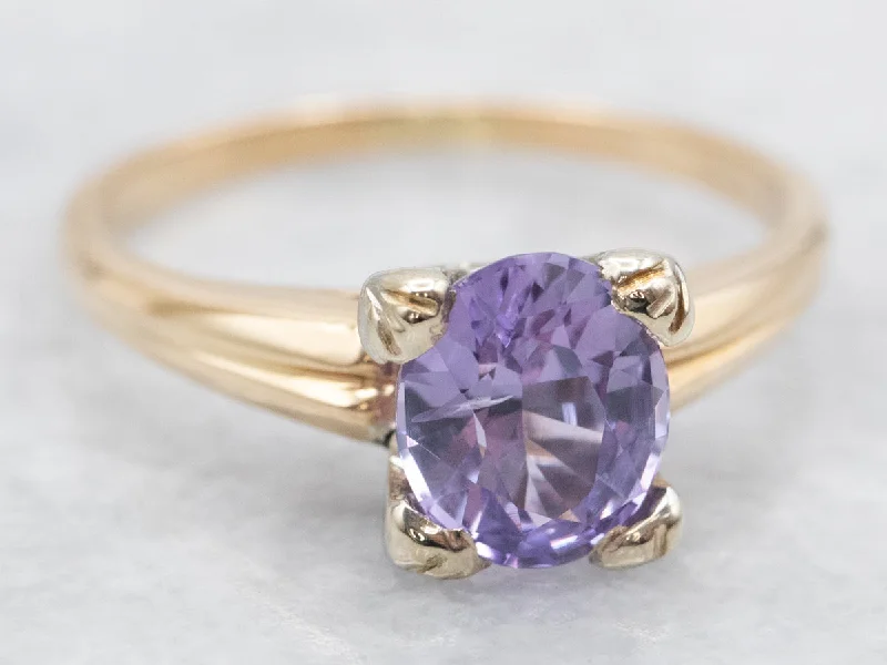 Luxury wedding rings for women -Oval Cut Purple Sapphire Solitaire Ring