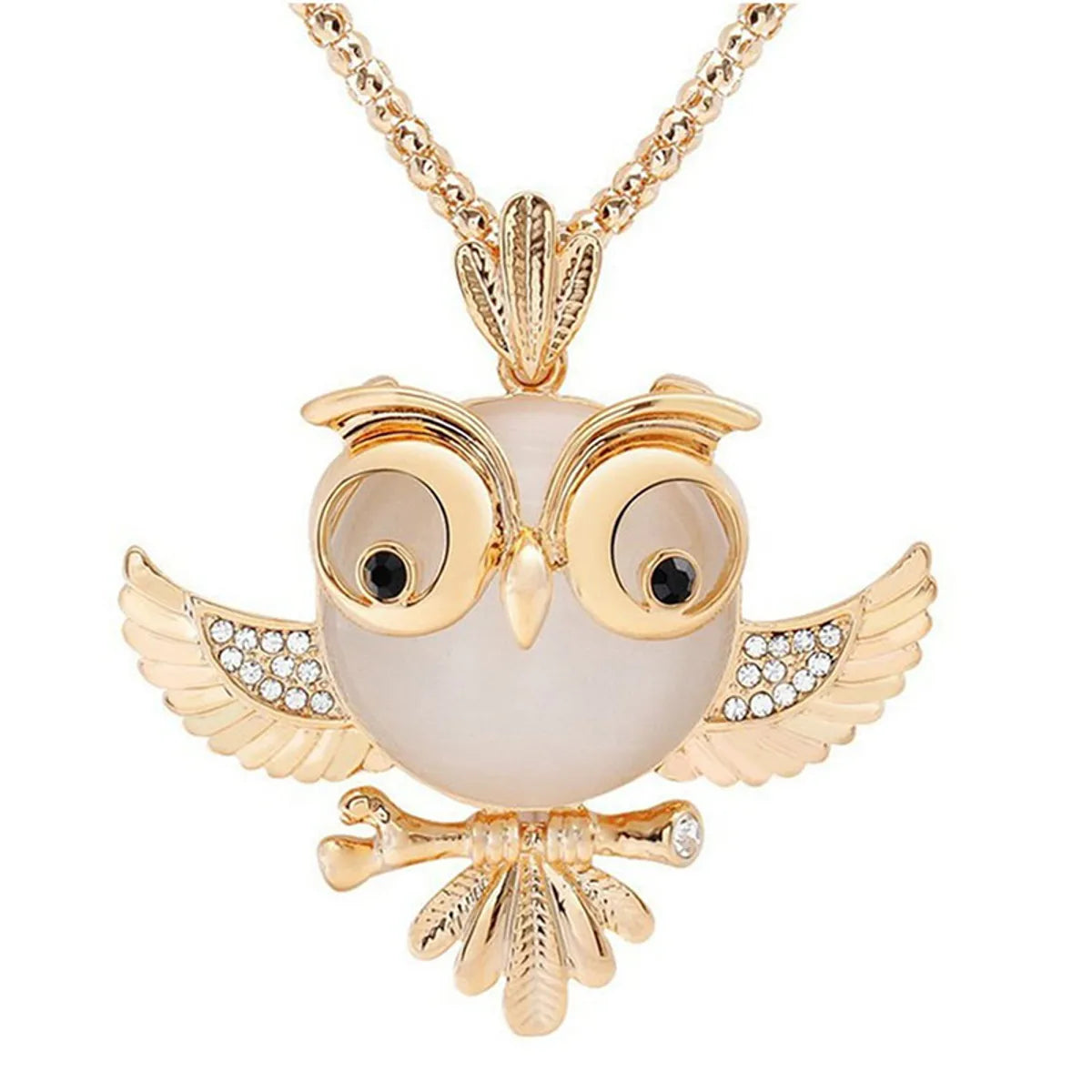 Classic chain necklaces for women -Ig Style Cute Owl Alloy Copper Inlay Opal Zircon Women's Sweater Chain