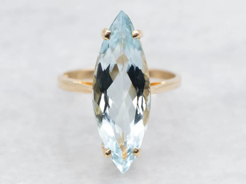 Custom rings for women -Marquise Cut Aquamarine Solitaire Ring