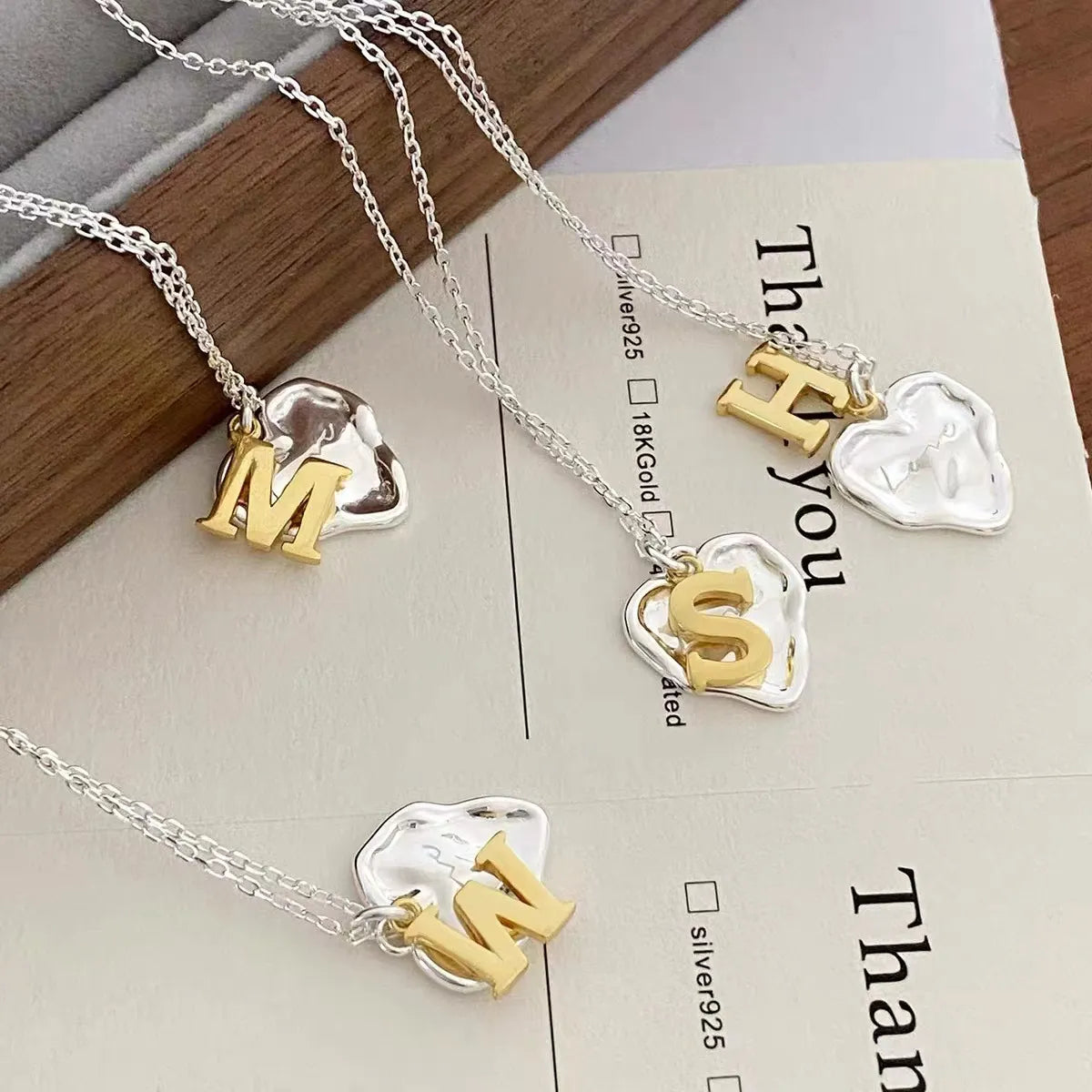 Gold chain necklaces for women -Simple Style Letter Heart Shape Sterling Silver Gold Plated Pendant Necklace In Bulk