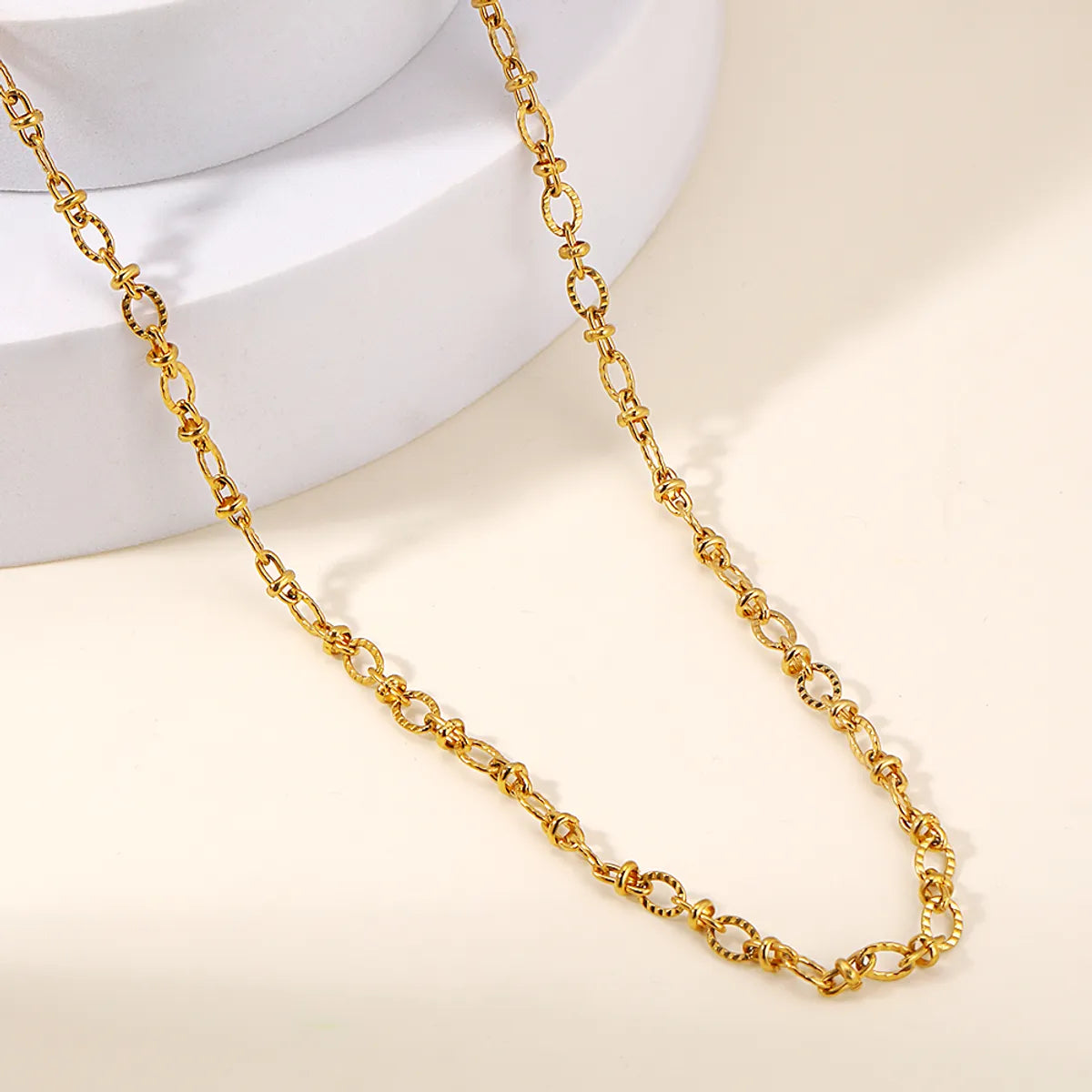 Multi-strand necklaces for women -Simple Style Solid Color Stainless Steel Plating 18k Gold Plated Necklace