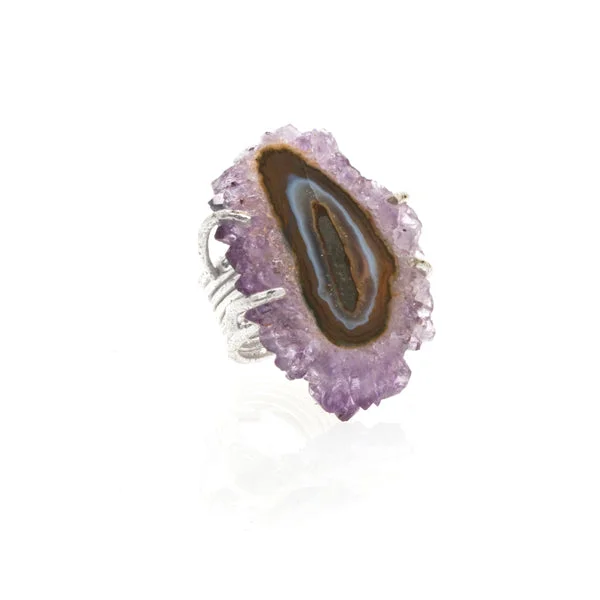 Rose gold engagement rings for women -Purple Agate Ring