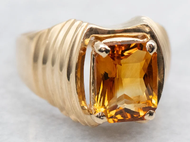 Contemporary rings for women -Modern Gold Citrine Ring