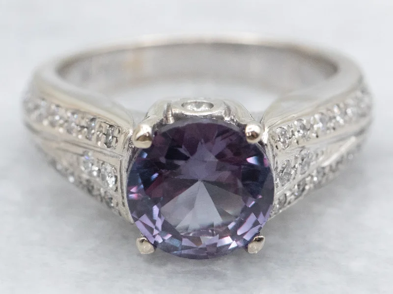 Ring sets for women -Synthetic Alexandrite and Diamond Encrusted Ring