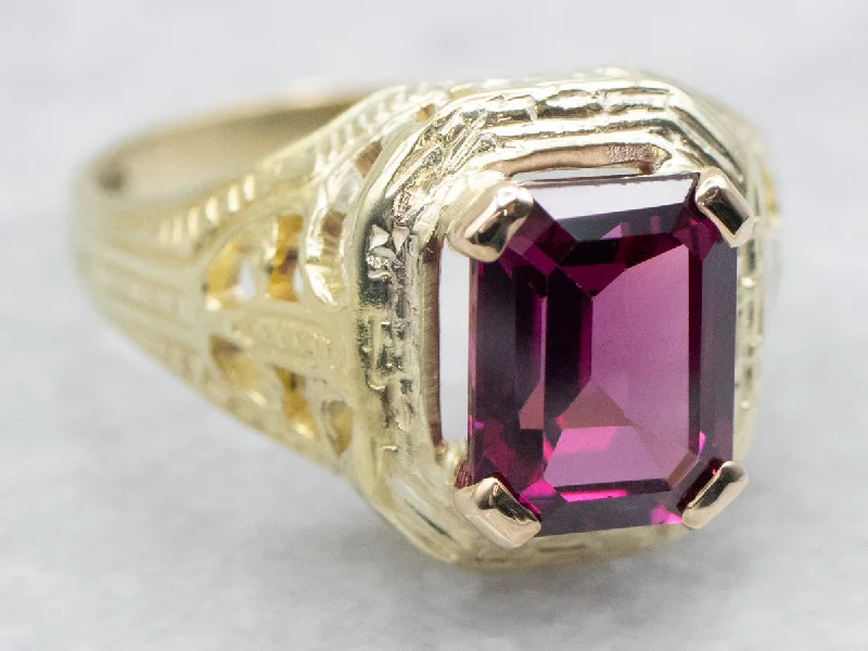 Designer rings for women -Rhodolite Garnet Art Nouveau Era Ring