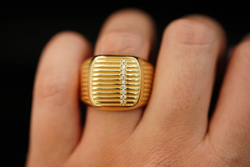 Women's rings online shop -14k Square with Horizontal Lines Design Ring