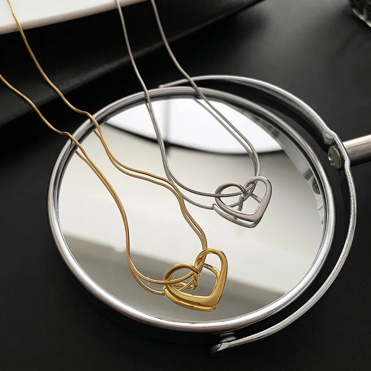 Gold necklaces for women -Titanium Steel Simple Style Heart Shape Pendant Necklace