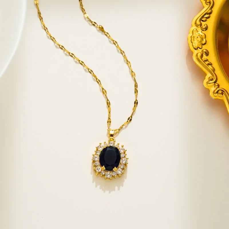 577 Gold Blue Zircon Necklace