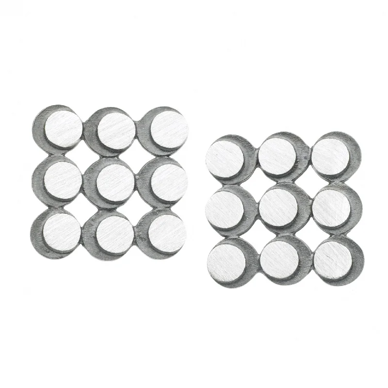 Crystal earrings for women -Eclipse 3x3 Circle Grid Earrings