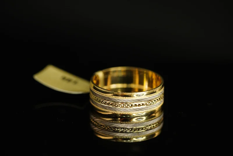 Simple diamond rings for women -14k Two Gold Abstract Design Band Ring