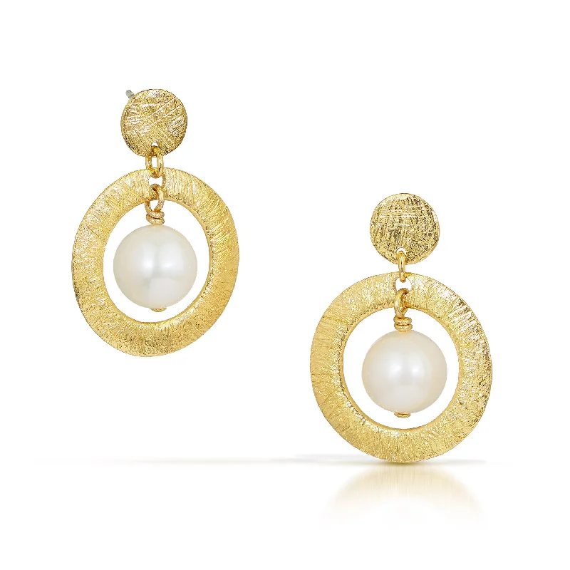 Fashionable hoop earrings for women -Open Circle Dangle Earrings - 18k vermeil