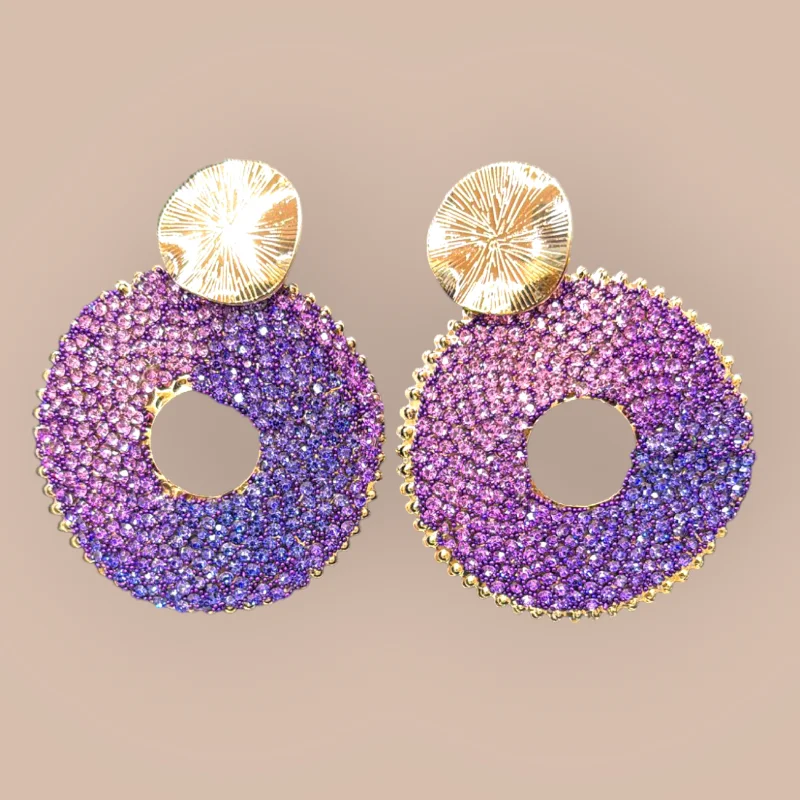 Hoop earrings with gemstones for women -Fashion Earrings