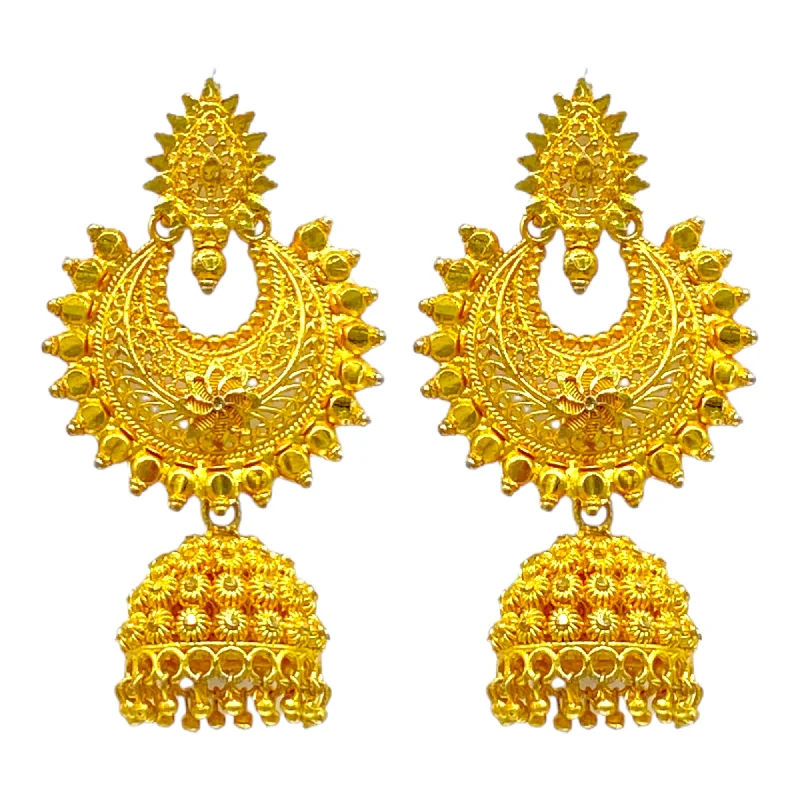 Bridal pearl earrings for women -Gold traditional Chandbali Earrings