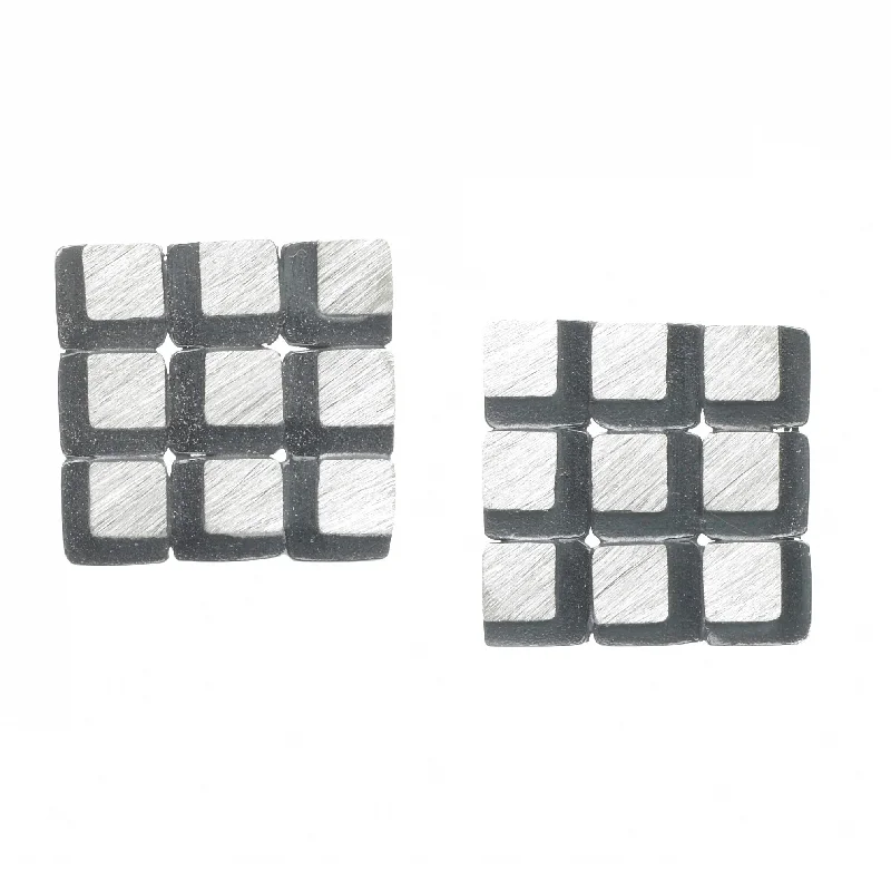 Engagement earrings for women -Eclipse 3x3 Square Grid Earrings