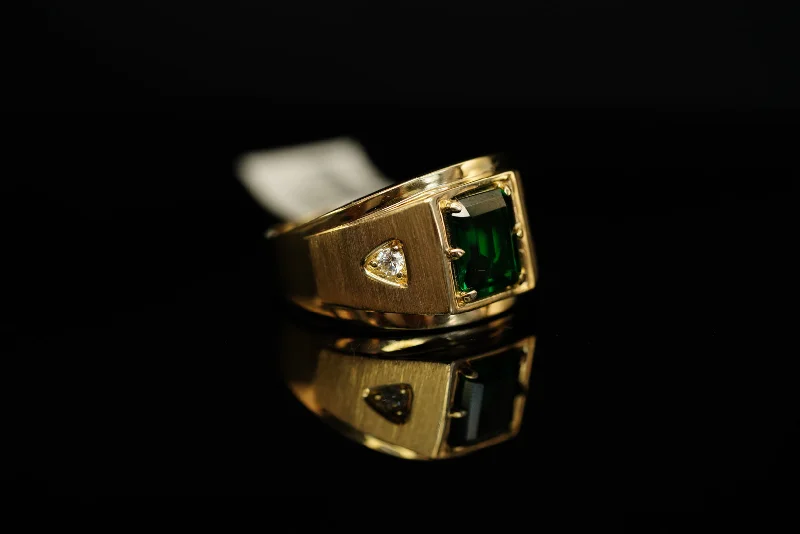 Platinum rings for women -14k Green Square Ring