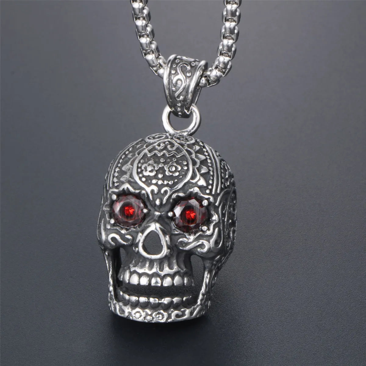 Personalized necklaces for women -Hip-Hop Retro Punk Skull 304 Stainless Steel Polishing Inlay Rhinestones Men'S Pendant Necklace