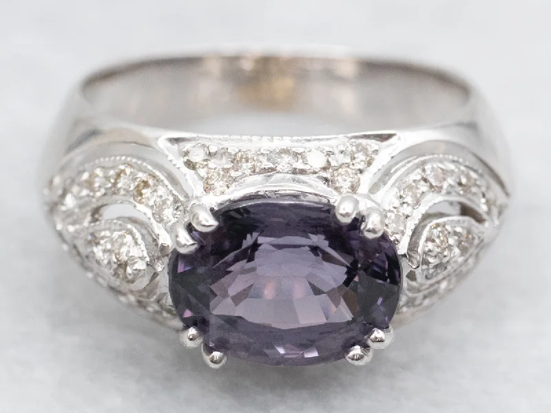 Chunky rings for women -Spinel and Diamond Art Deco Inspired Cocktail Ring