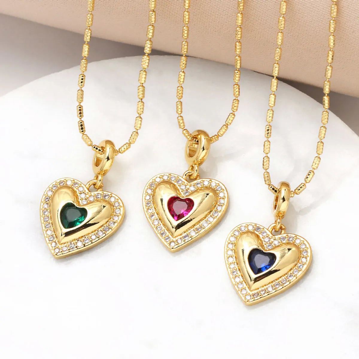 Elegant chain necklaces for women -Copper 18K Gold Plated Inlay Heart Shape Zircon Pendant Necklace