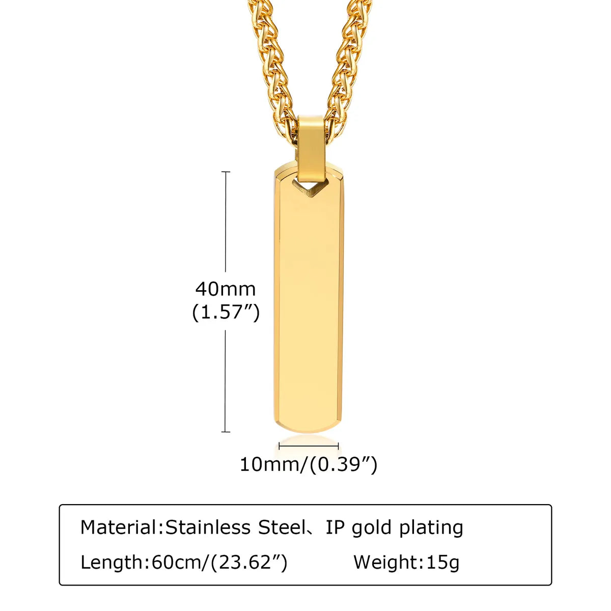 Gold Pendant Necklace 60cm Basket Chain