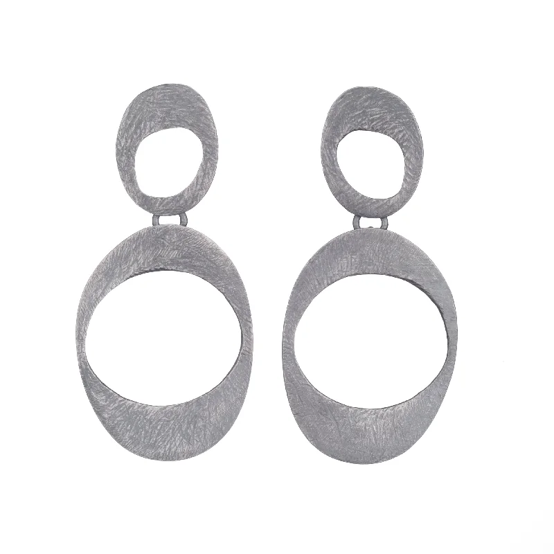 Luxury diamond earrings for women -Carved Open Organic Ovals Earrings