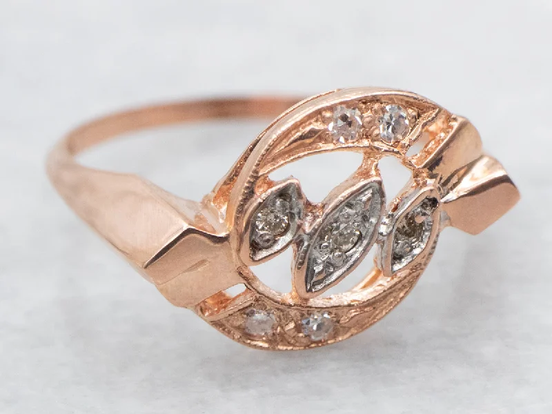 Women's rings online shop -Vintage Rose Gold Diamond Bypass Ring