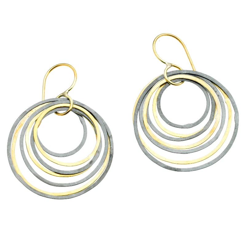 Wedding drop earrings for women -Circle Ripple Earrings