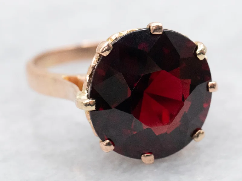 Engagement rings for women -Rose Gold Garnet Solitaire Ring