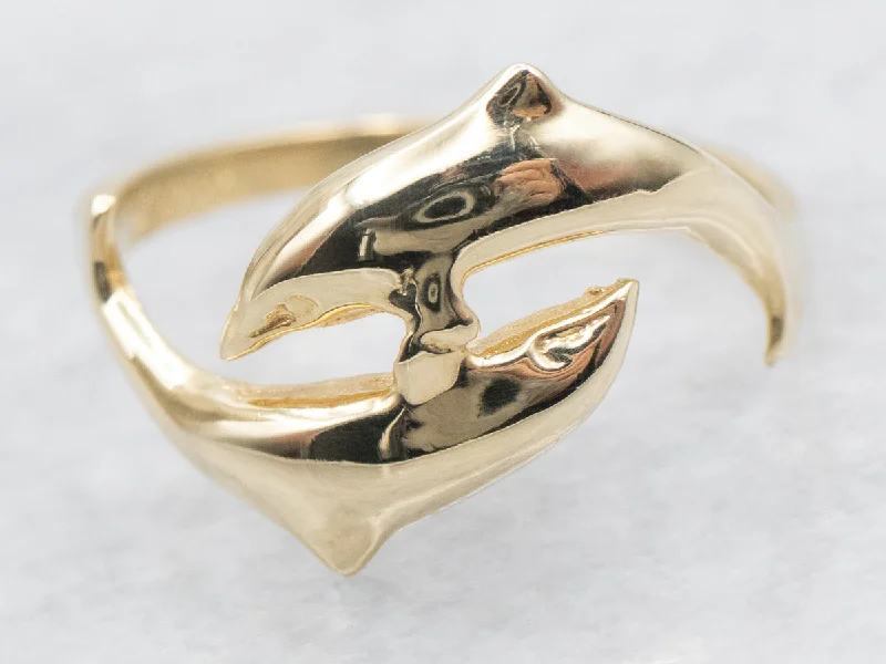 Stackable gold rings for women -Dolphin Bypass Ring