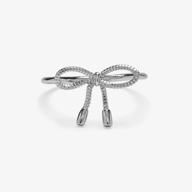 Modern engagement rings for women -PuraVida Bow Ring, Silver