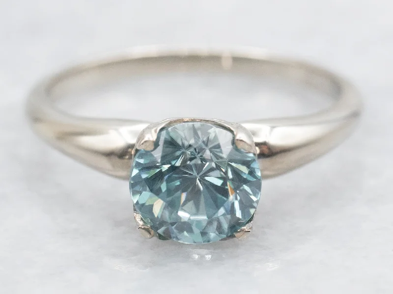 Engagement rings for women -Blue Zircon Solitaire Ring