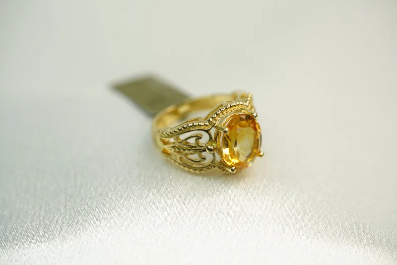 Wedding rings for women -14k Yellow Crystal Ring