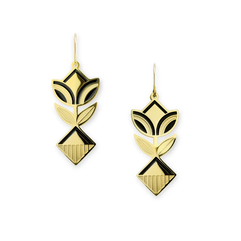 Heart drop earrings for women -Golden Spring Earrings