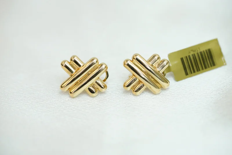 Simple rings for women -14k/10k X with Double Lines Earring