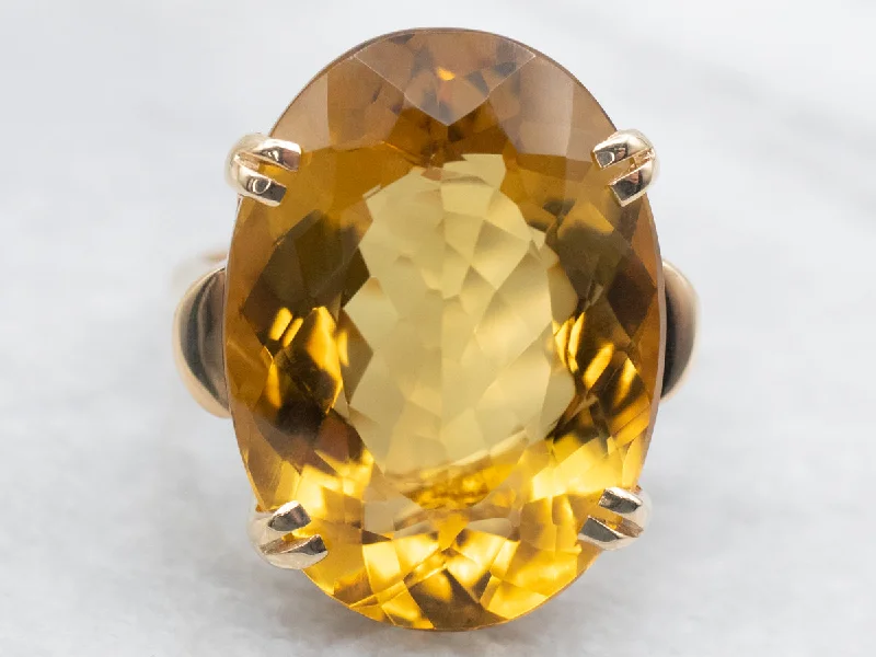 Stackable gold rings for women -Citrine Cocktail Ring in Yellow Gold