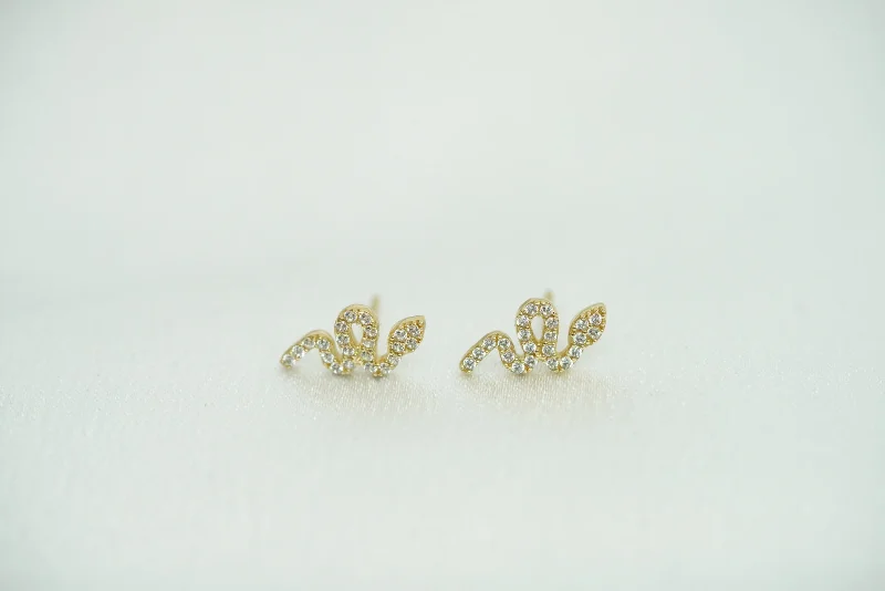 Luxury diamond rings for women -14k Snake Zircoin Stud Earring