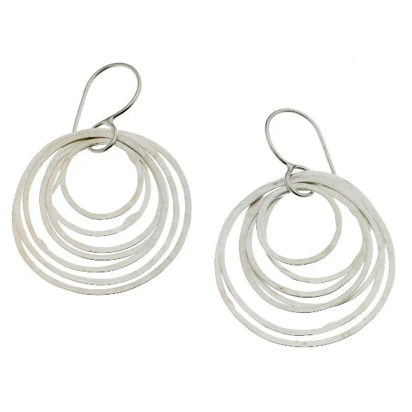 Elegant diamond drop earrings for women -Circle Ripple Earrings