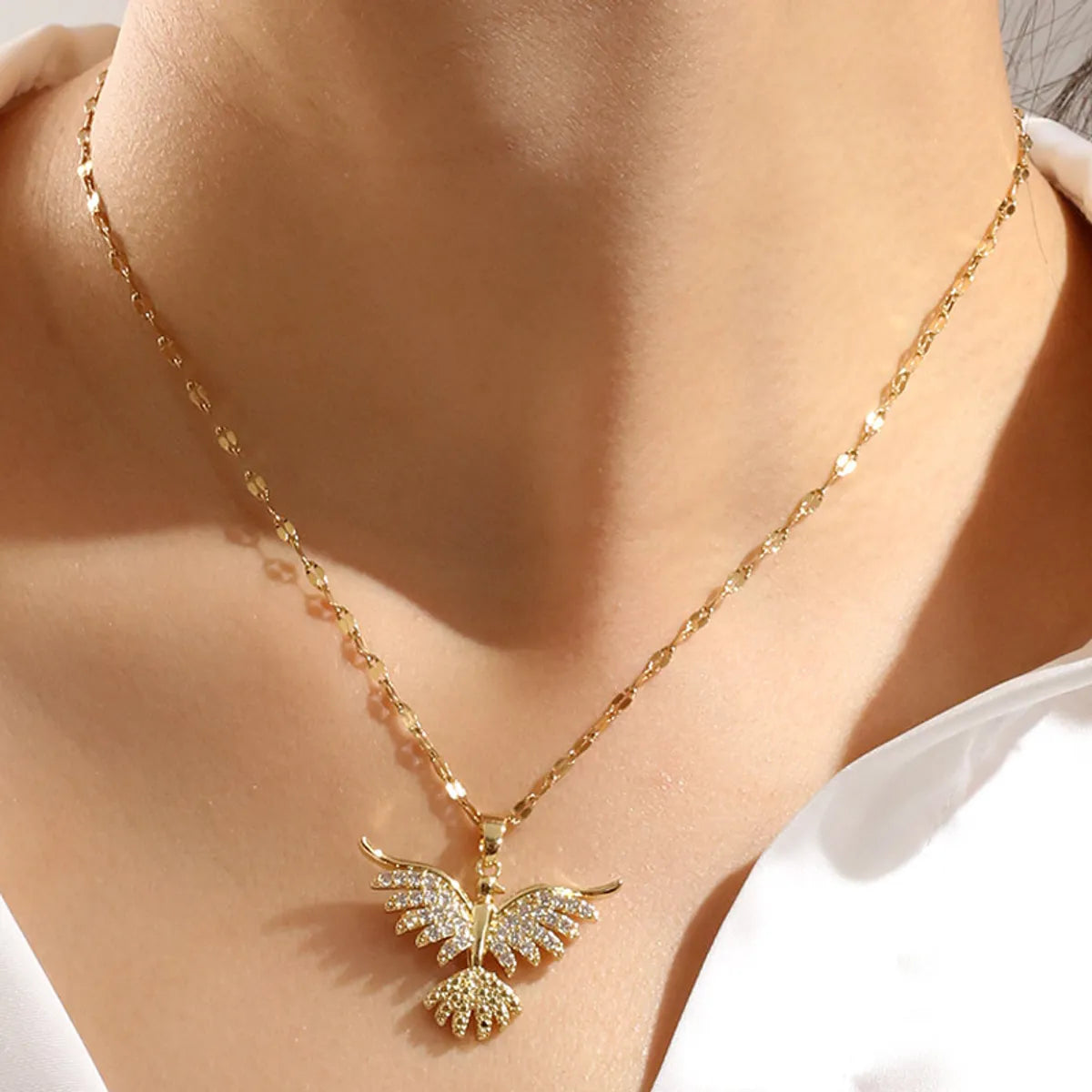 Exclusive necklaces for women -Copper Inlay Angel Zircon Pendant Necklace