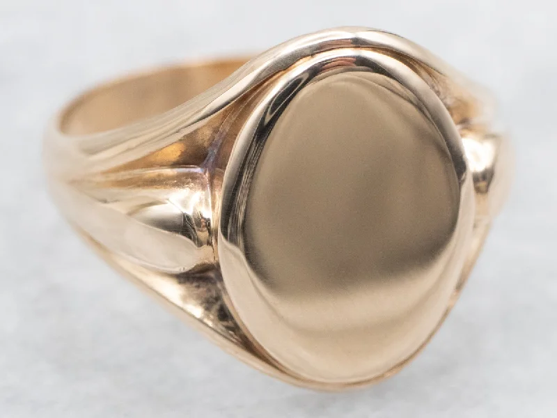 Custom rings for women -Plain Oval Top Signet Ring