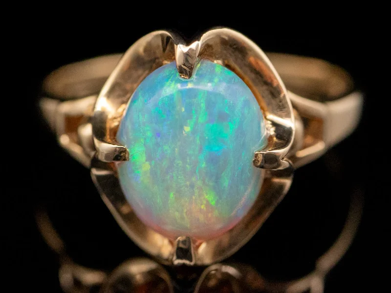 Trendy rings for women -Vintage Buttercup Set Opal Ring