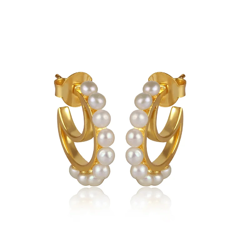 Heart drop earrings for women -Luna Hoop Earrings - Pearl