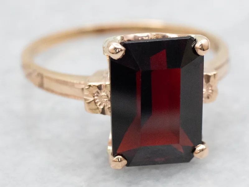 Simple rings for women -Mid-Century Garnet Solitaire Ring