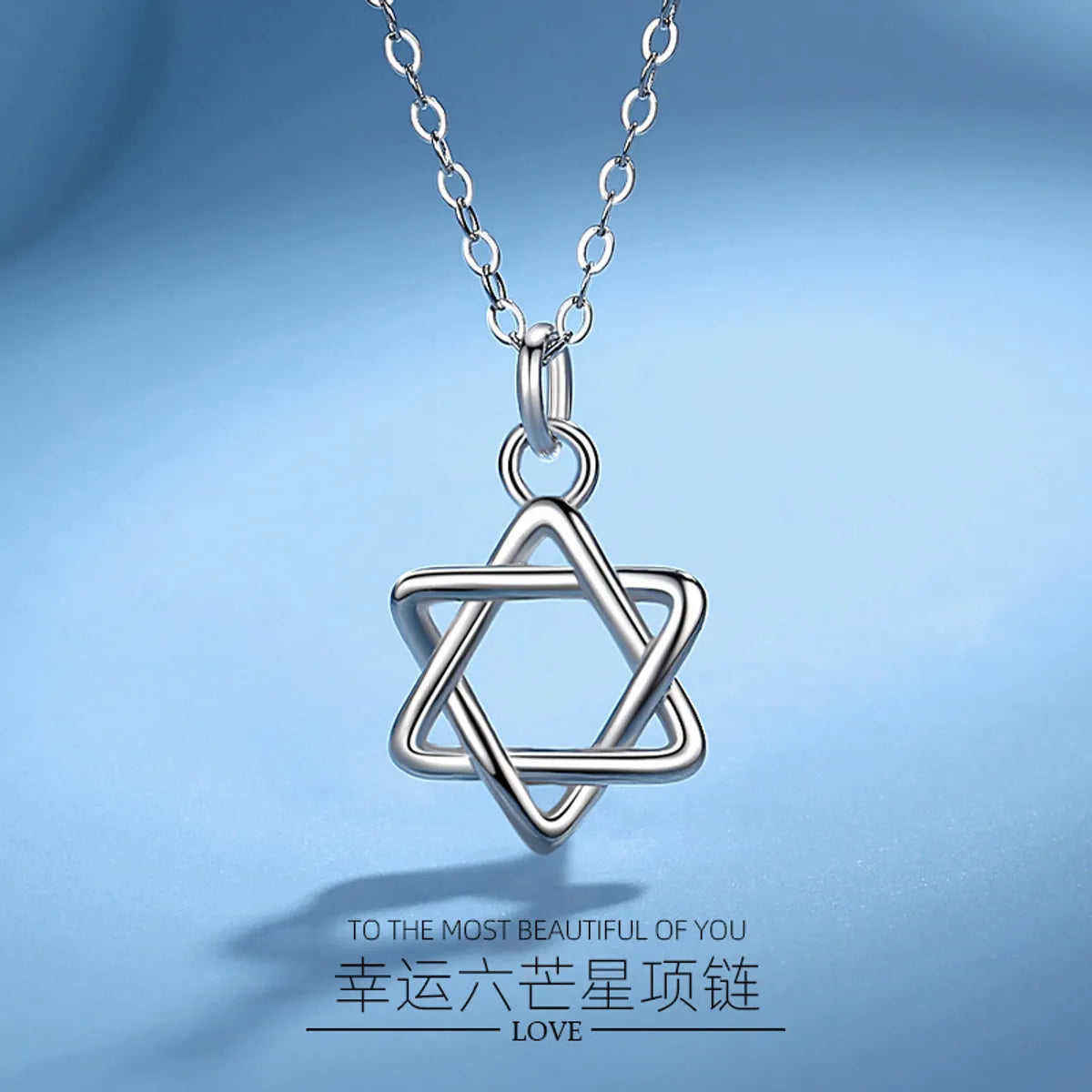 Silver pendant necklaces for women -Wholesale Simple Style Hexagram Sterling Silver Pendant Necklace