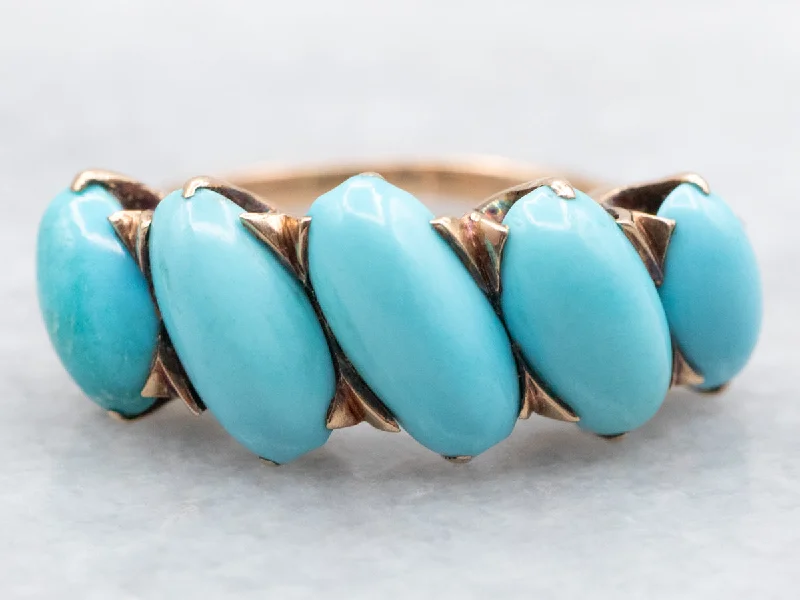 White gold rings for women -Rose Gold Turquoise Ring