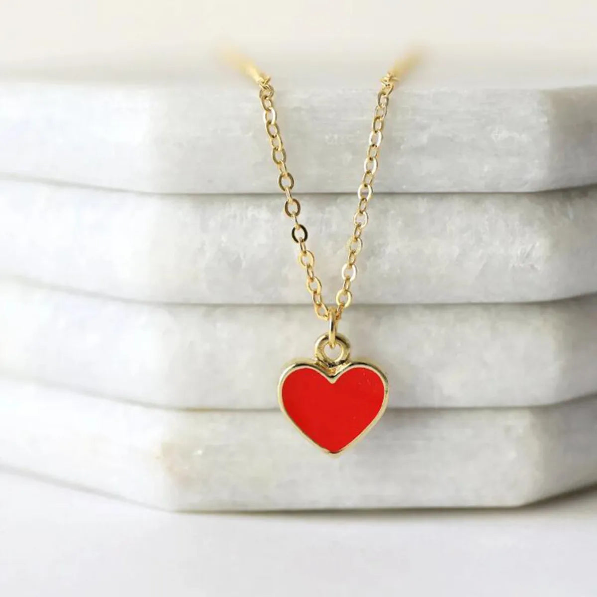 Sapphire necklaces for women -Fashion Heart Shape Stainless Steel Enamel Pendant Necklace 1 Piece