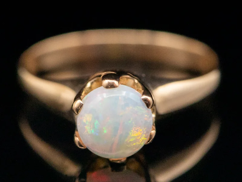 Vintage rings for women -Victorian Solitaire Opal Ring