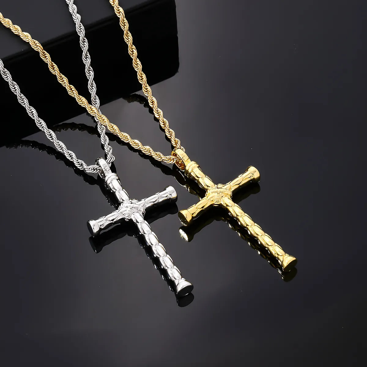 Ruby necklaces for women -Hip-Hop Rock Cross Stainless Steel Alloy Plating Inlay Zircon K Gold Plated Rhodium Plated Men'S Pendant Necklace