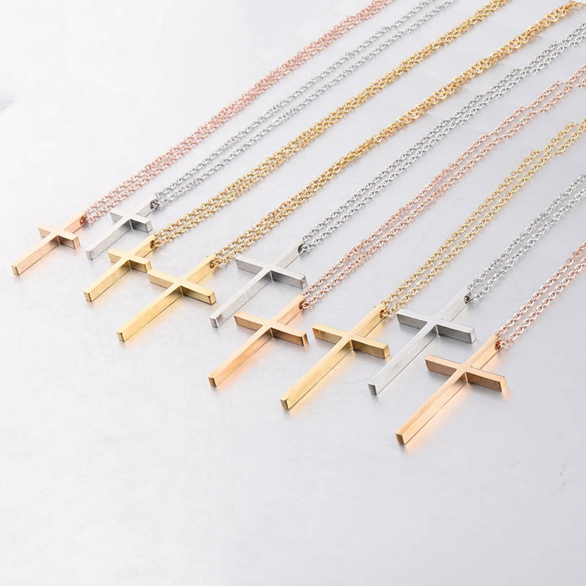 Delicate gold necklaces for women -Simple Style Cross Stainless Steel Titanium Steel Plating 18k Gold Plated Rose Gold Plated Pendant Necklace