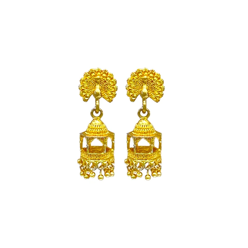 Sapphire earrings for women -Gold peacock head stylish Earrings