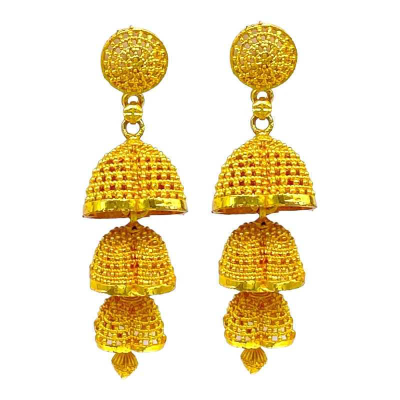 Casual earrings for women -Gold Floral Design Zumkha Earrings